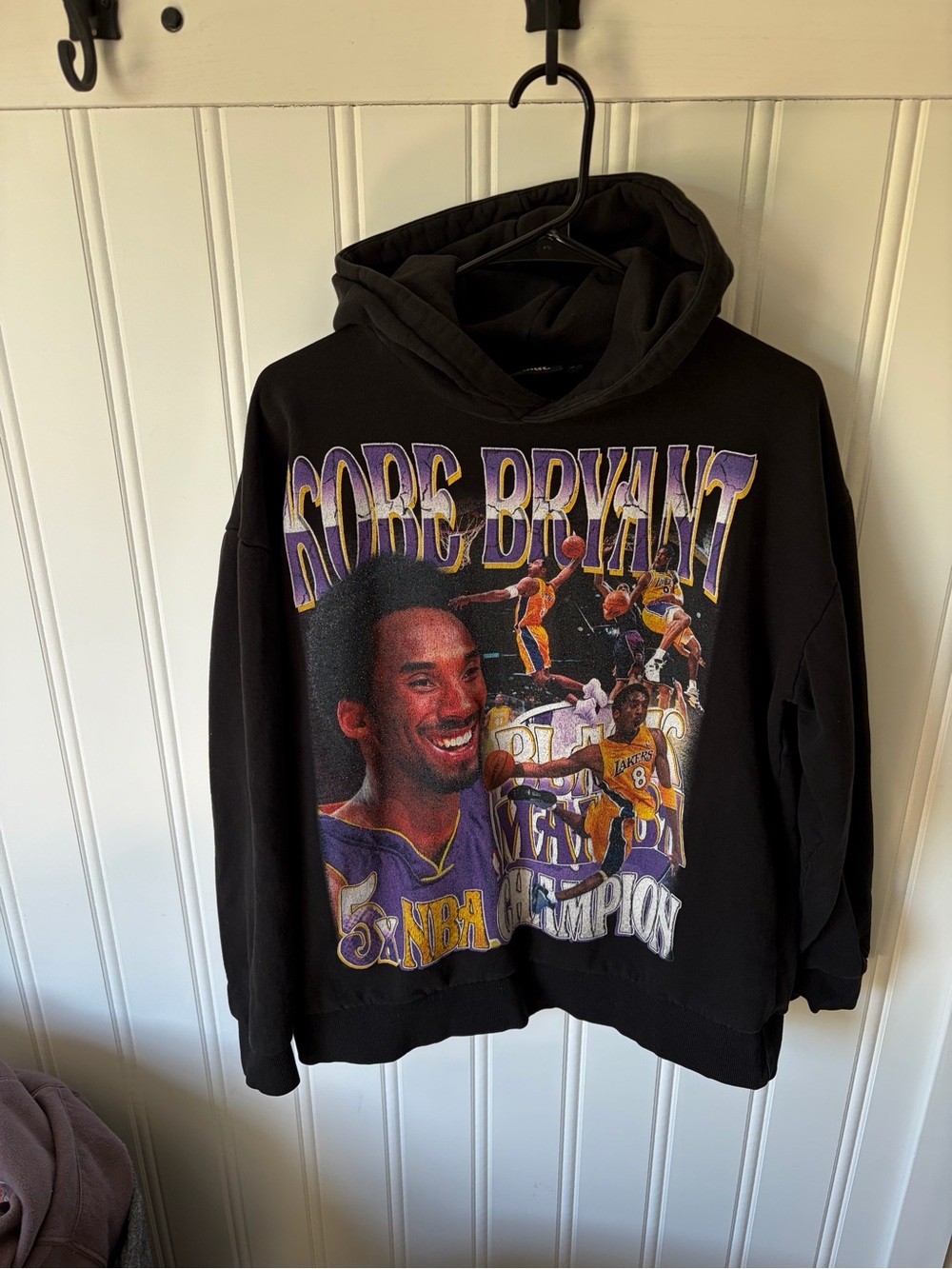 Grace Court Co. Kobe Bryant "5X Champion" Vintage Style Hoodie SZ S